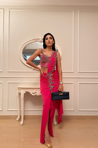 Viral Pink Jersey Saree