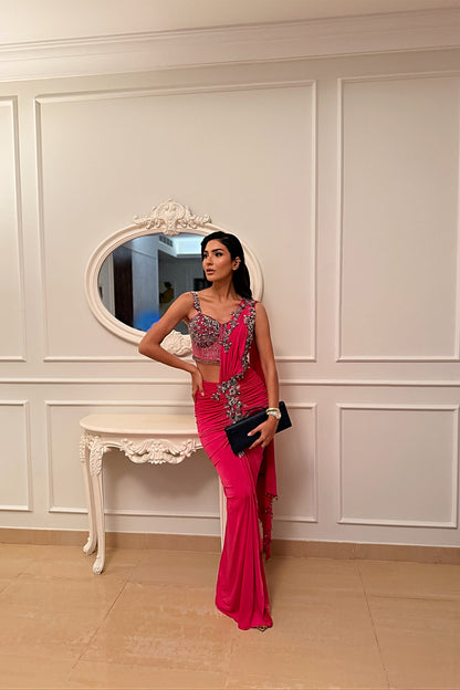Viral Pink Jersey Saree