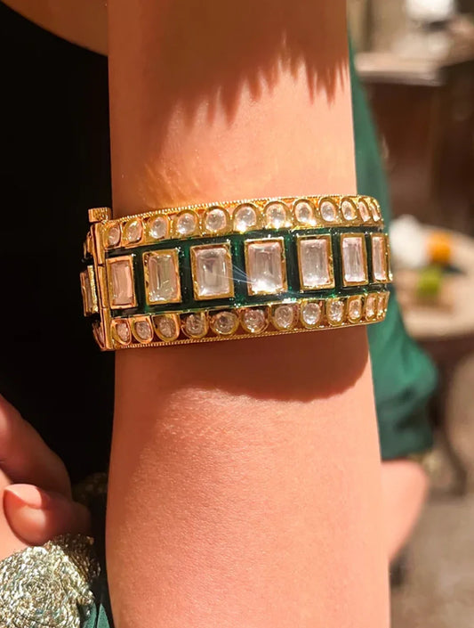 Mahika Square Shaped Moissanite Jadau Polki Bangle