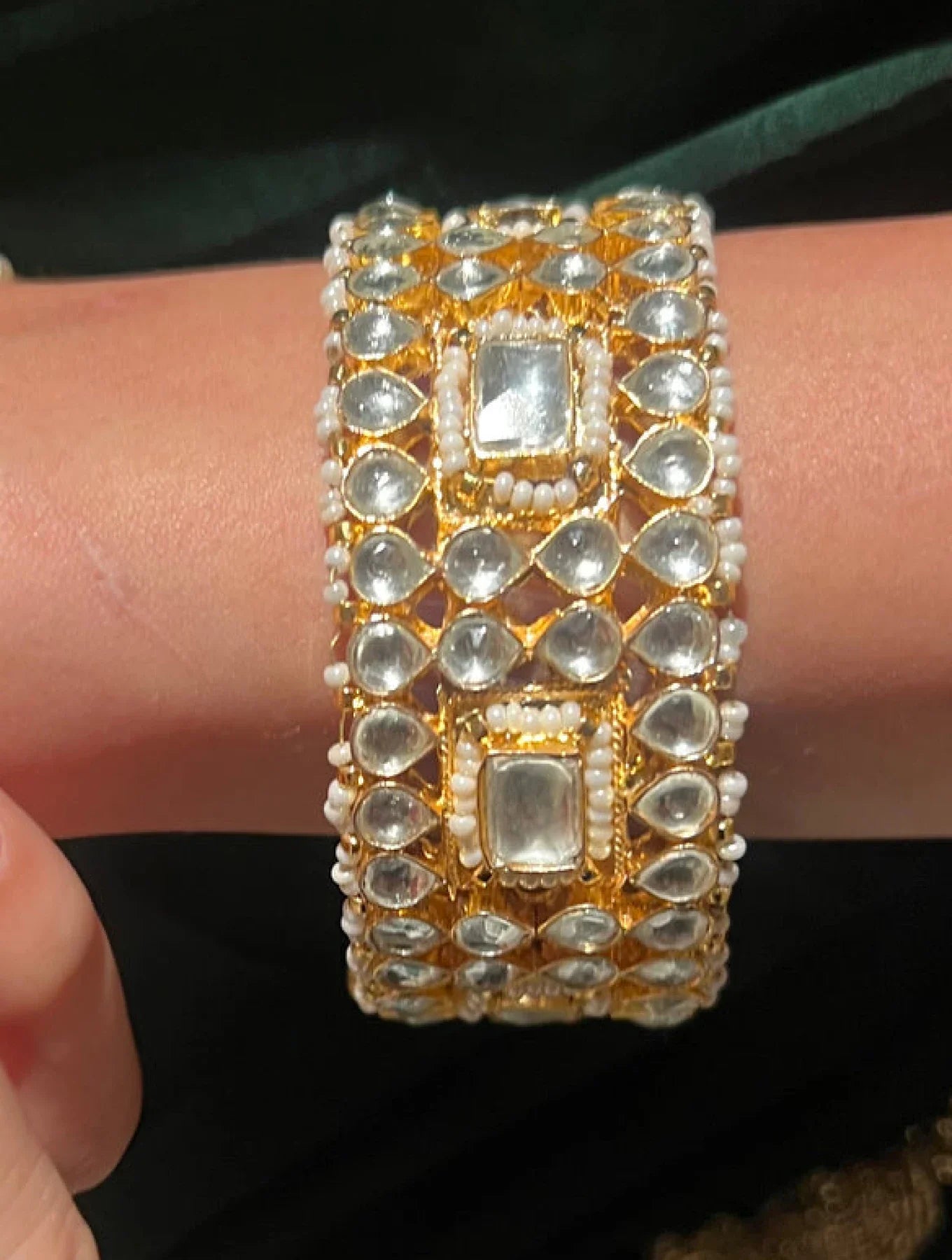 TINA Round-Shaped SP Stone Polki Bangle