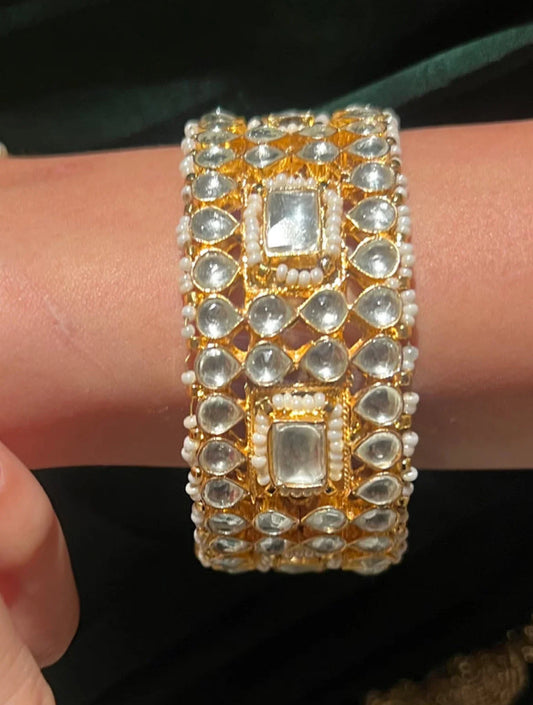 TINA Round-Shaped SP Stone Polki Bangle