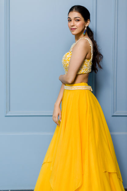 MANGO BUSTIER AND PANELLED SKIRT SET