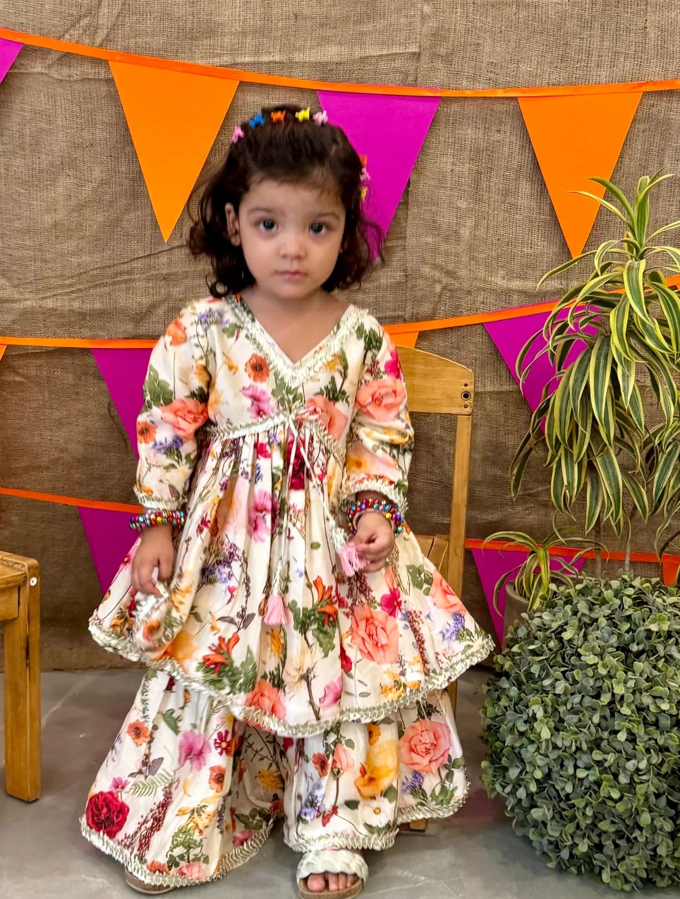 Beautiful Floral Spring Printed Peplum and Sharara
