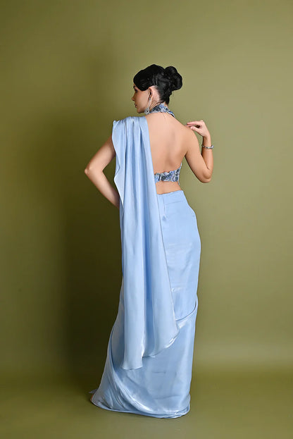 Ice Blue Saree Set