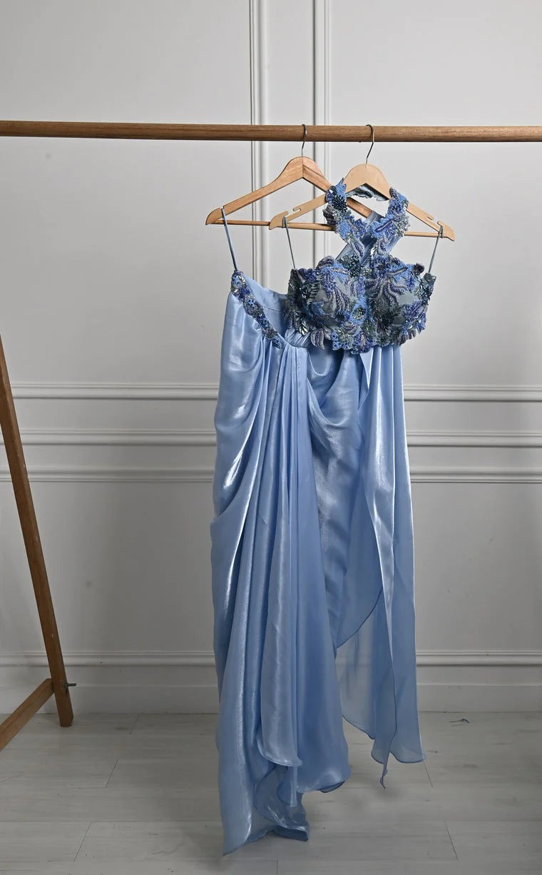 Ice Blue Saree Set