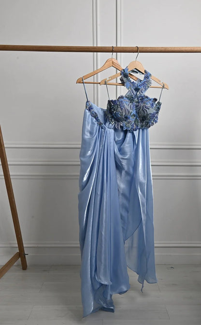 Ice Blue Saree Set