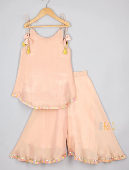 Dust Pink Buta Kurta and Flare pant