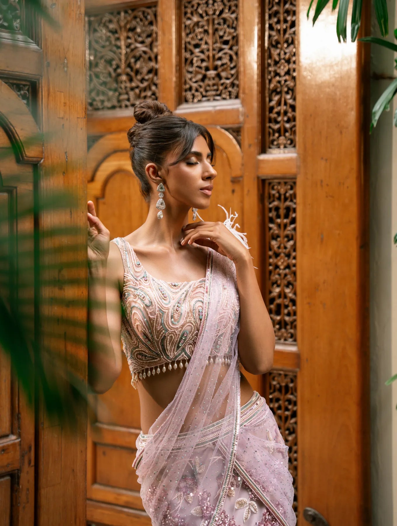 The Shades of Pink and Lilac Floral Sari
