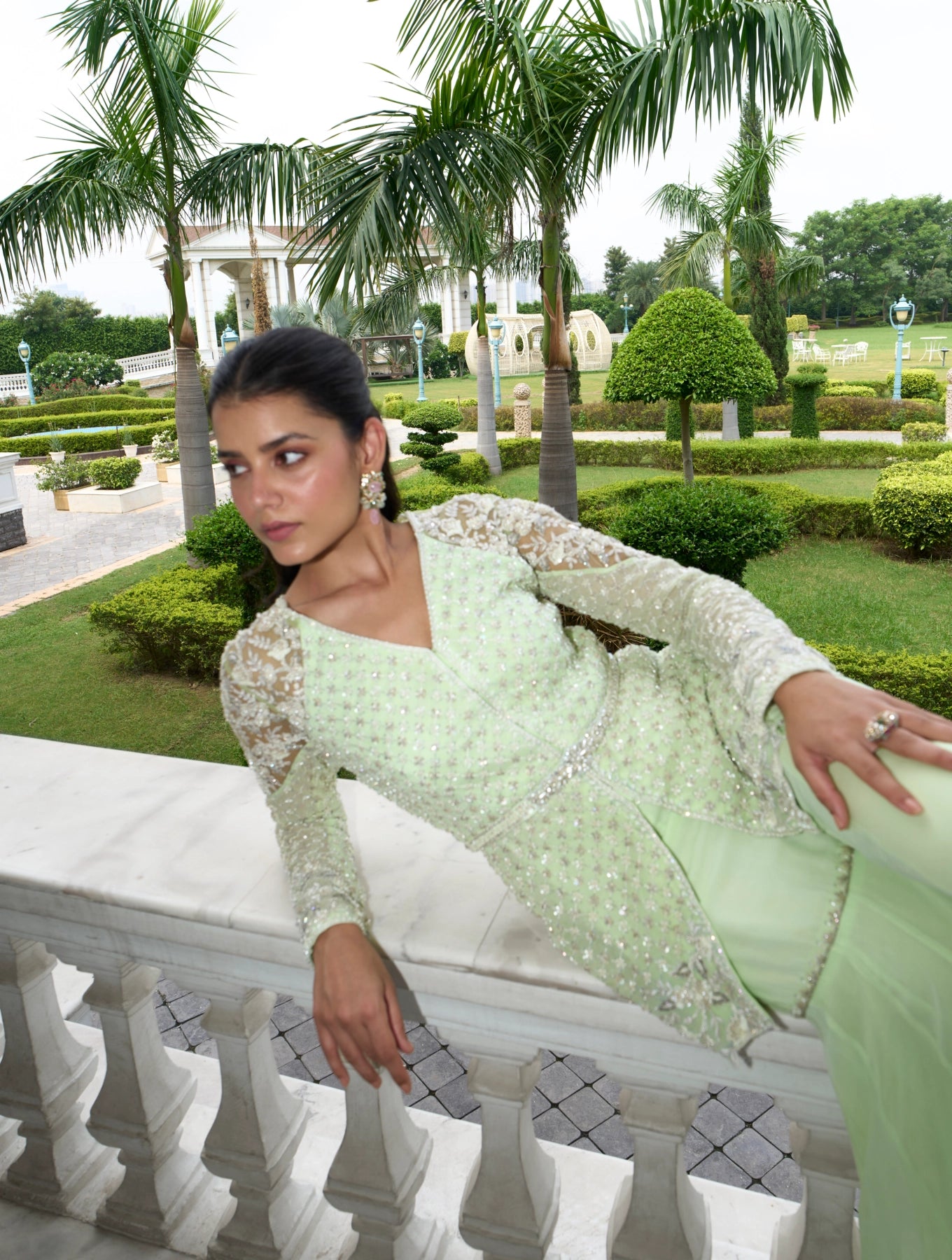 LIME GREEN PEPLUM SHARARA