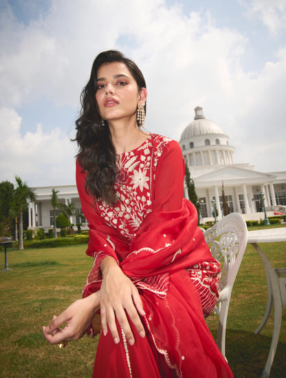 RED KURTA SET