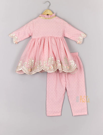 Gota Embroidered Pink Angrakha and Pant