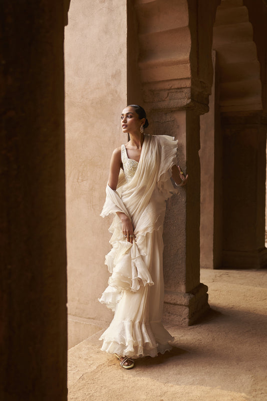 Ivory whisper saree set