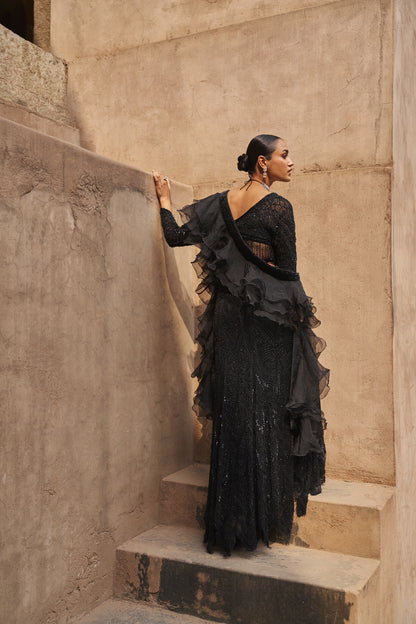Fiery blouse , lehenga and ruffle dupatta