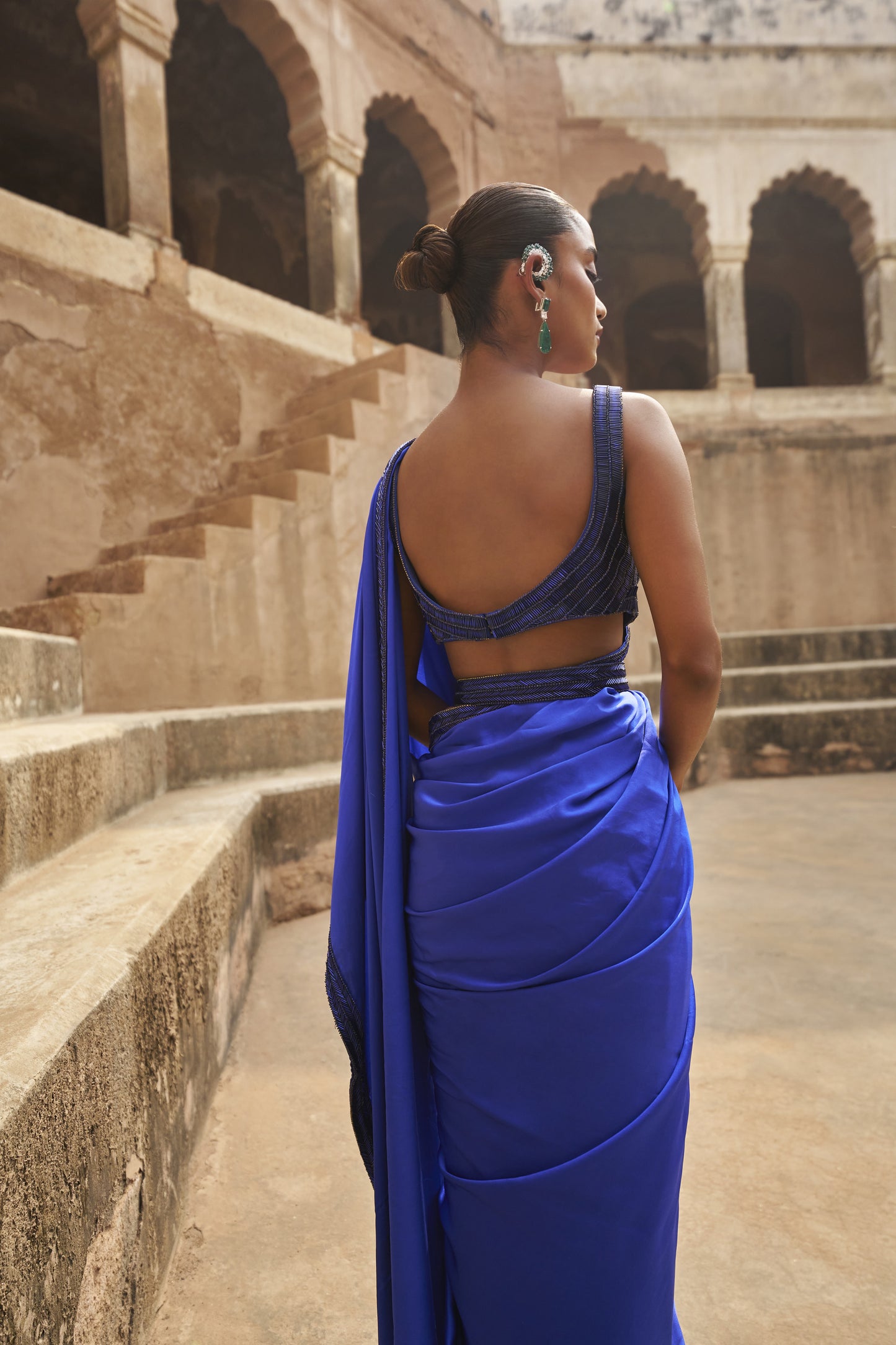 Sapphire serenade saree blouse and cape set