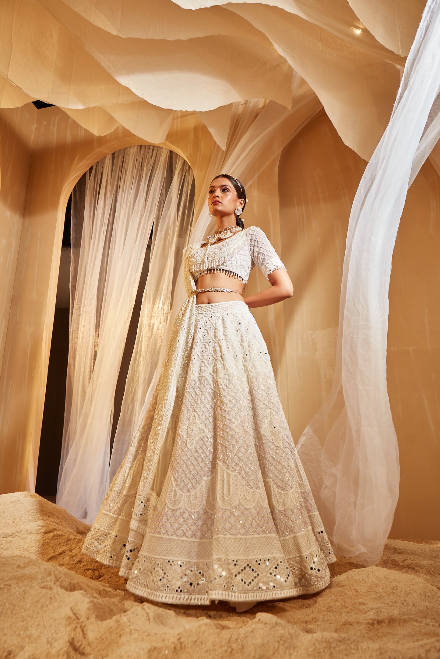 IVORY EMBELLISHED BRIDAL LEHENGA SET