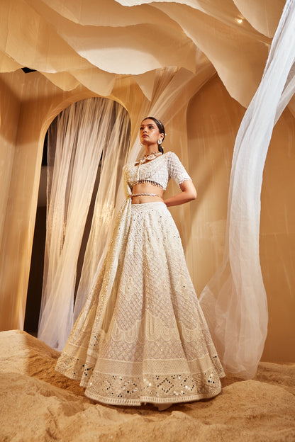 IVORY EMBELLISHED BRIDAL LEHENGA SET