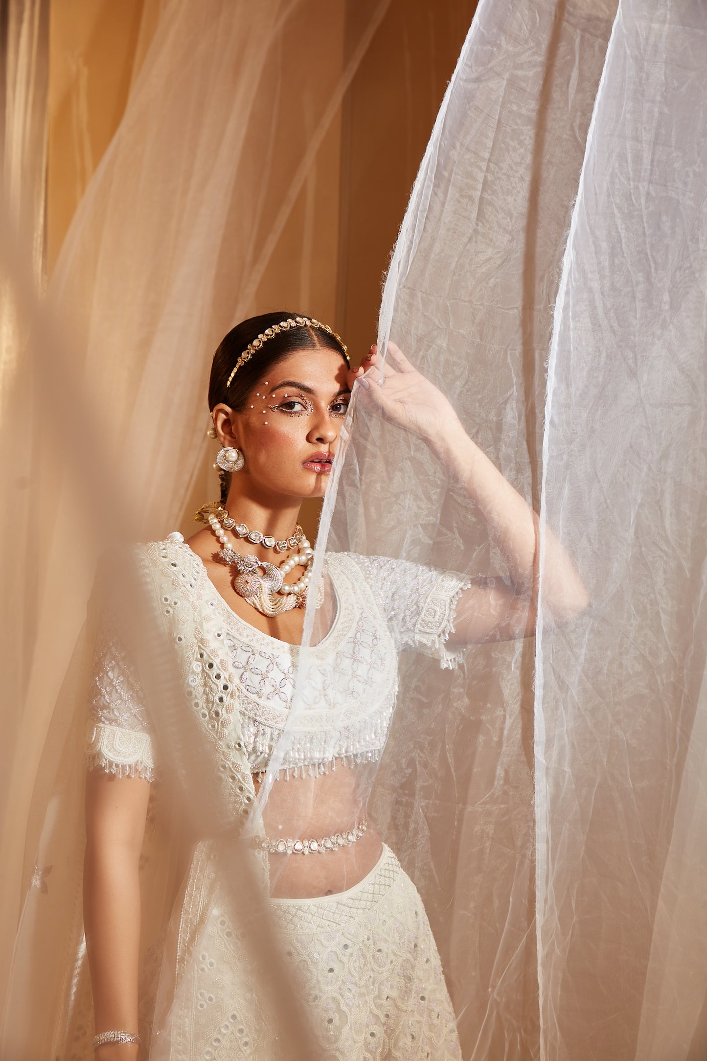 IVORY EMBELLISHED BRIDAL LEHENGA SET