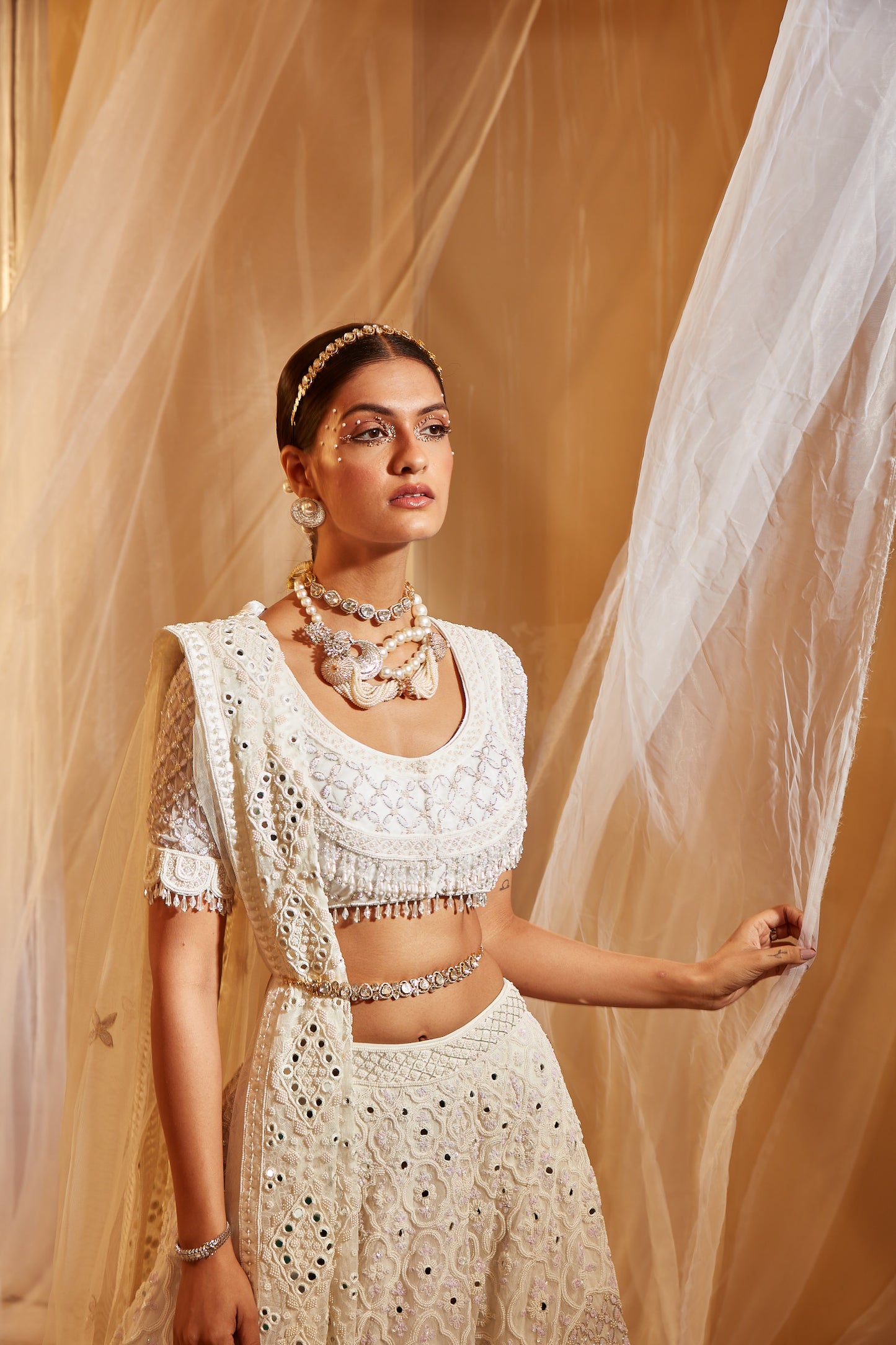 IVORY EMBELLISHED BRIDAL LEHENGA SET