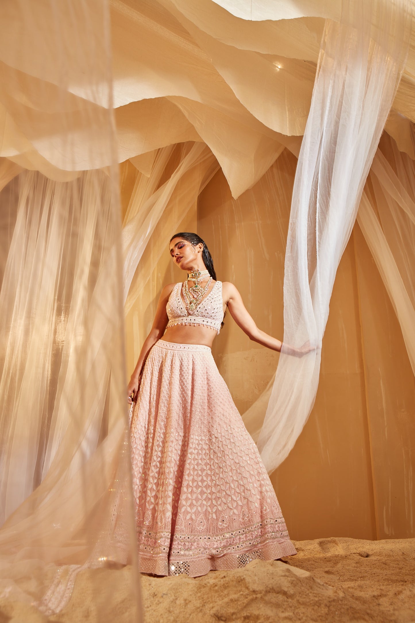 PINK EMBROIDERED LEHENGA SET