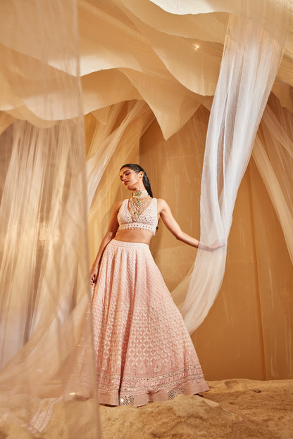 PINK EMBROIDERED LEHENGA SET