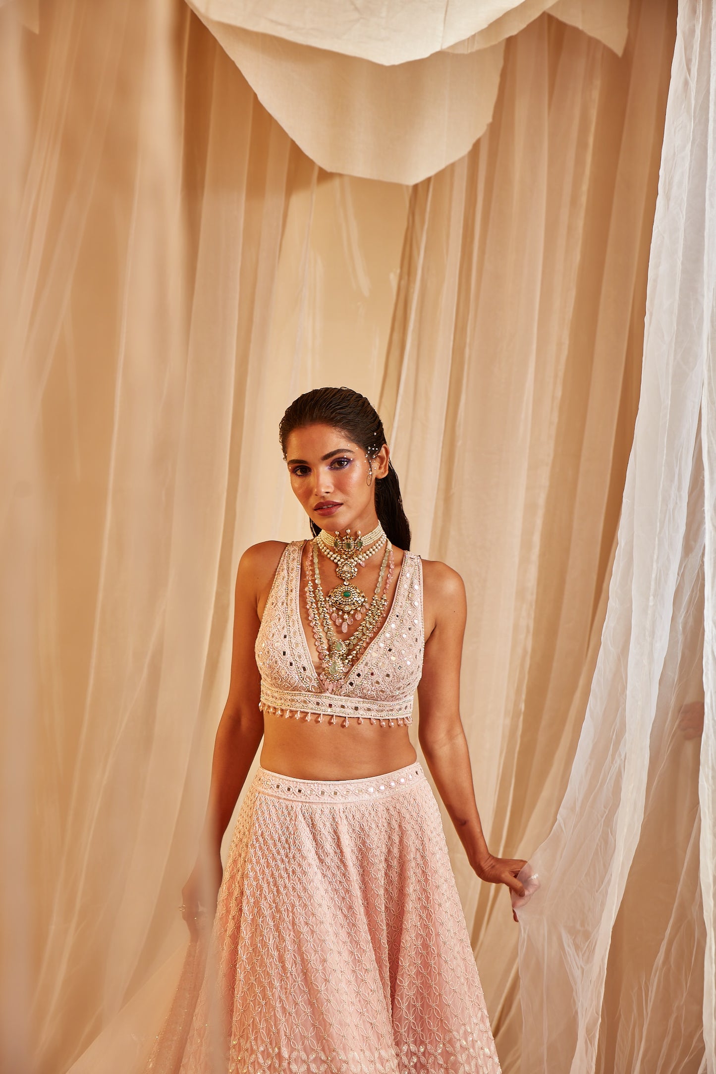 PINK EMBROIDERED LEHENGA SET