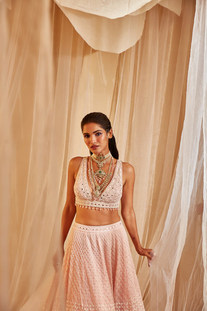 PINK EMBROIDERED LEHENGA SET