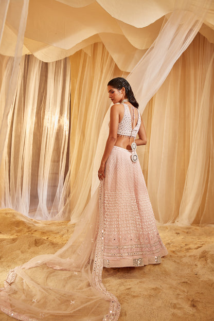 PINK EMBROIDERED LEHENGA SET