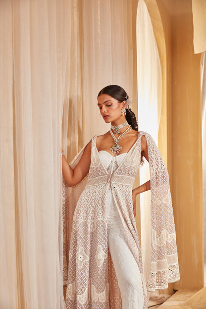 IVORY EMBELLISHED JACKET SET