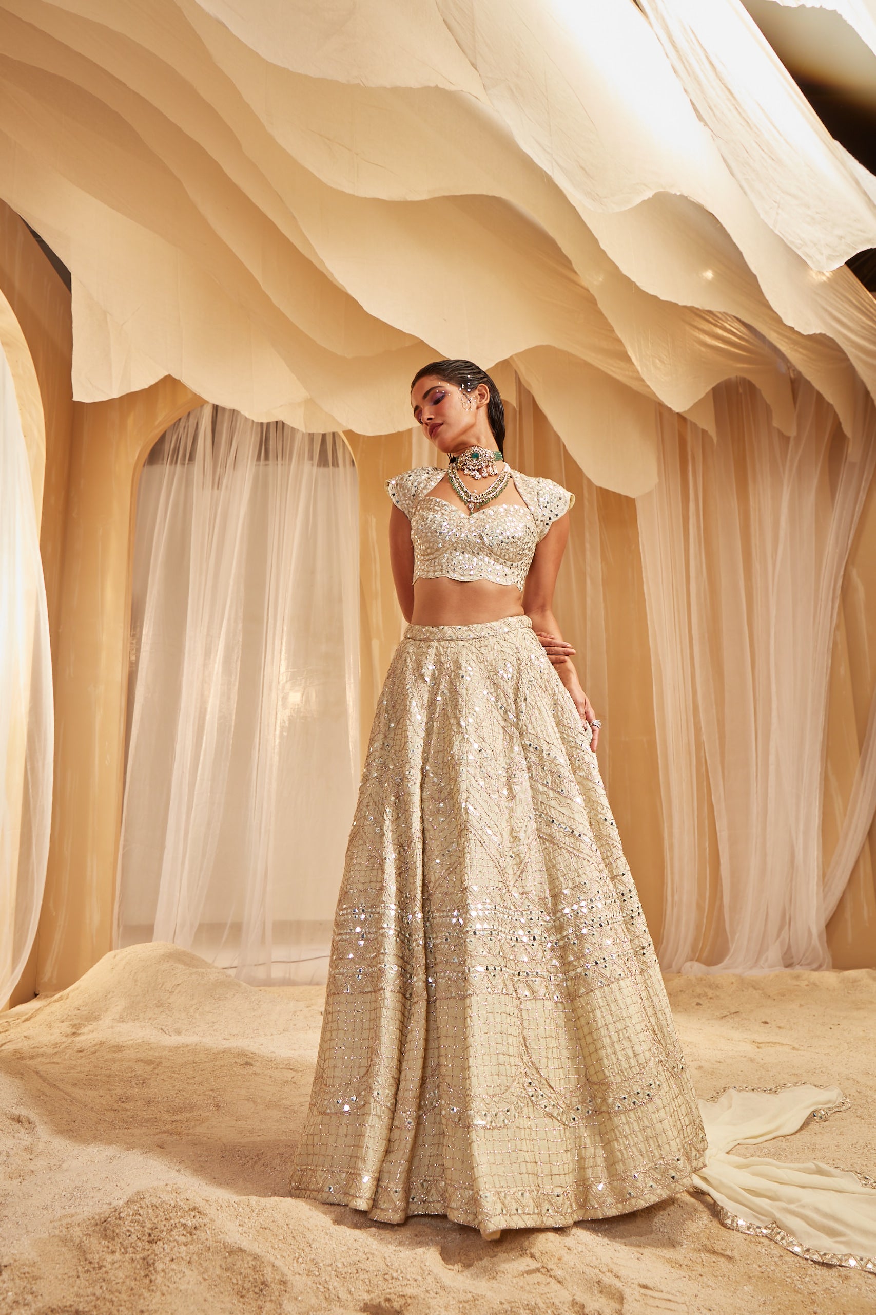 MINT GREEN BRIDAL LEHENGA SET SAAKS MINT GREEN BRIDAL LEHENGA SET SAAKS