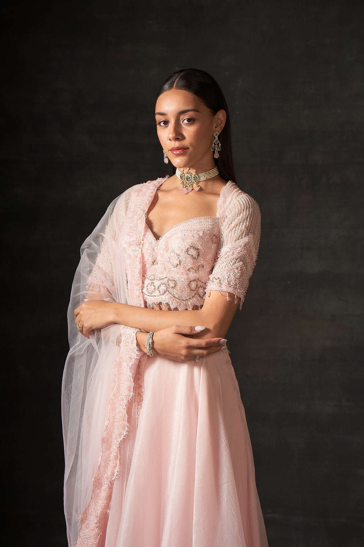 PINK EMBROIDERED LEHENGA SET