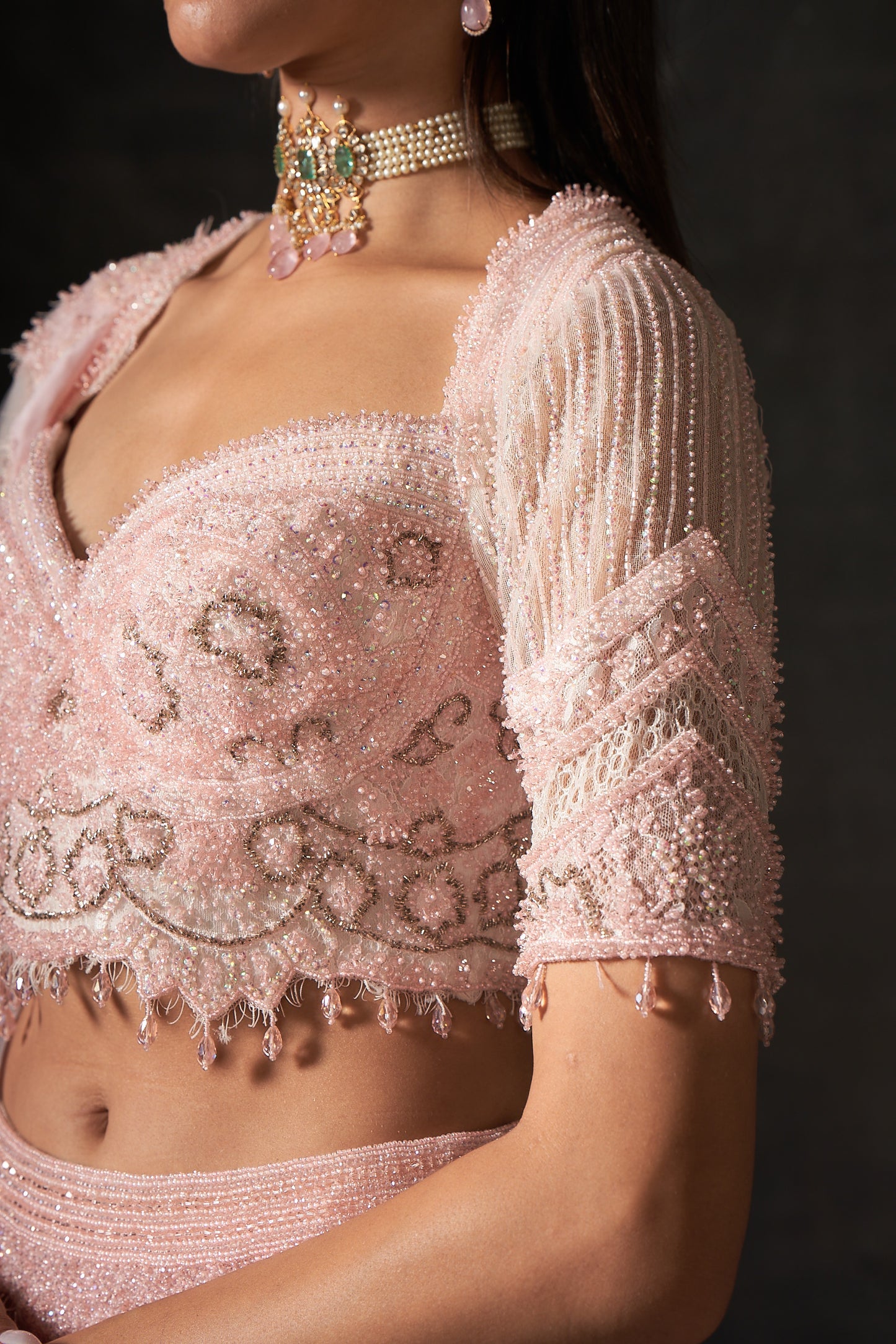 PINK EMBROIDERED LEHENGA SET
