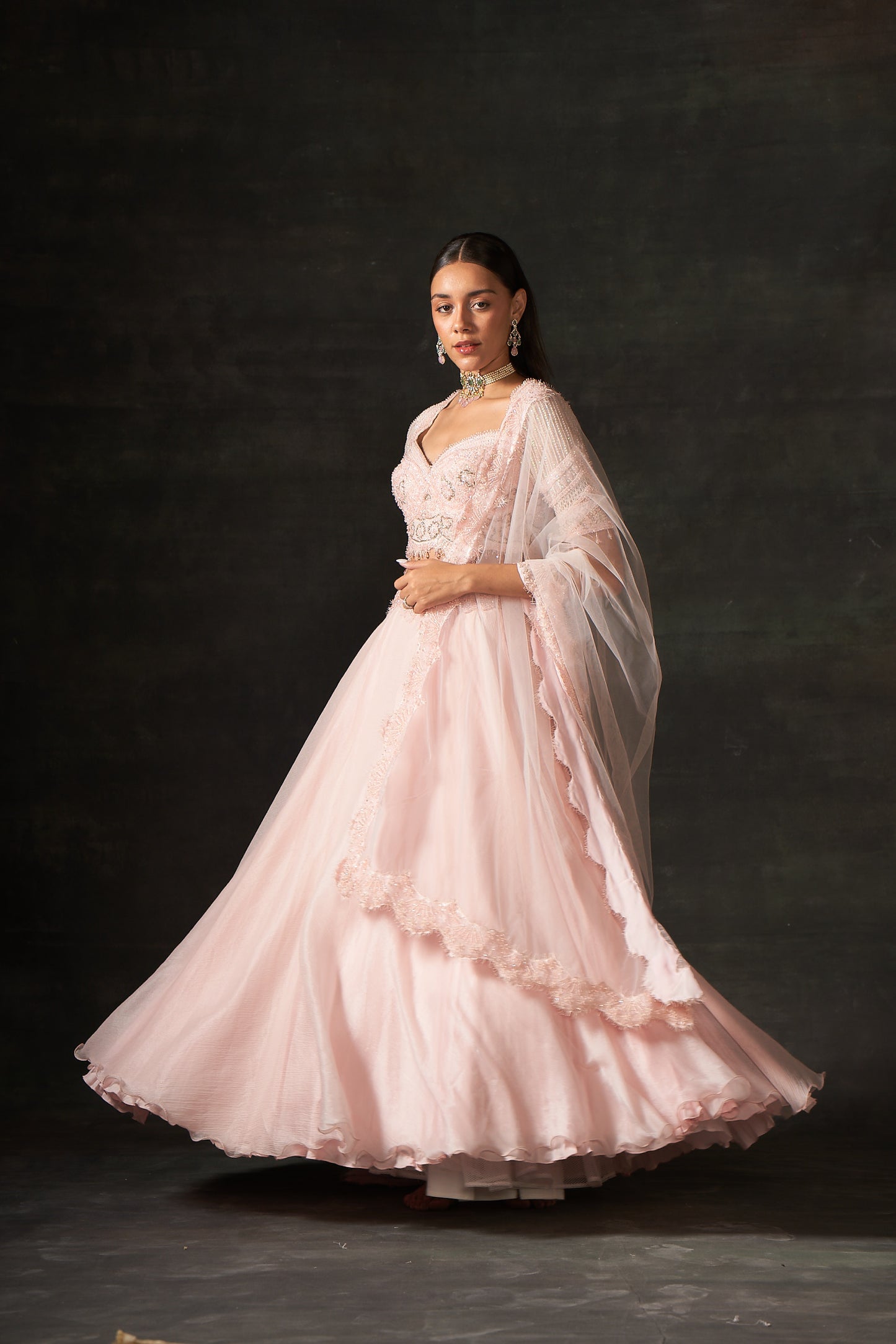 PINK EMBROIDERED LEHENGA SET