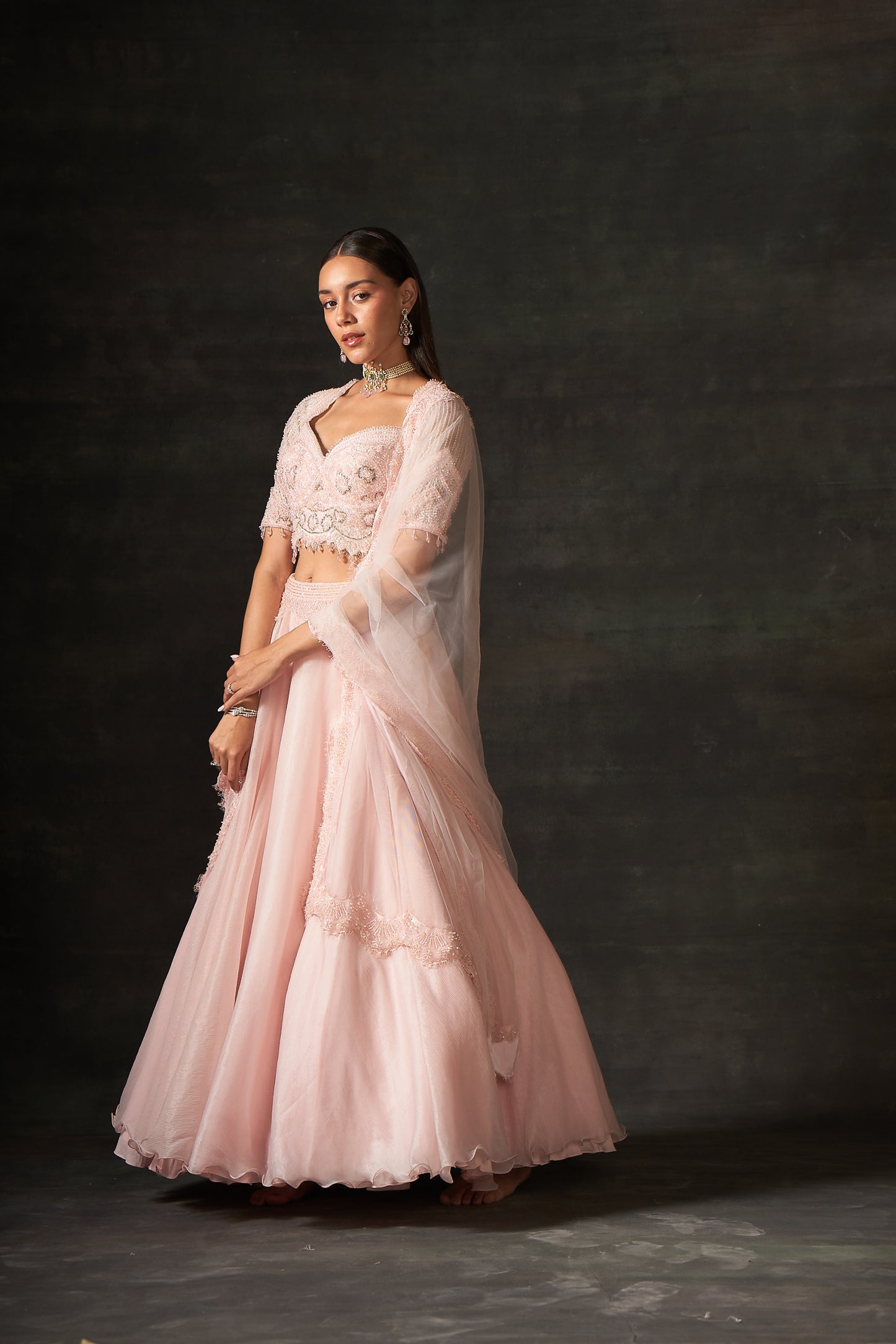PINK EMBROIDERED LEHENGA SET