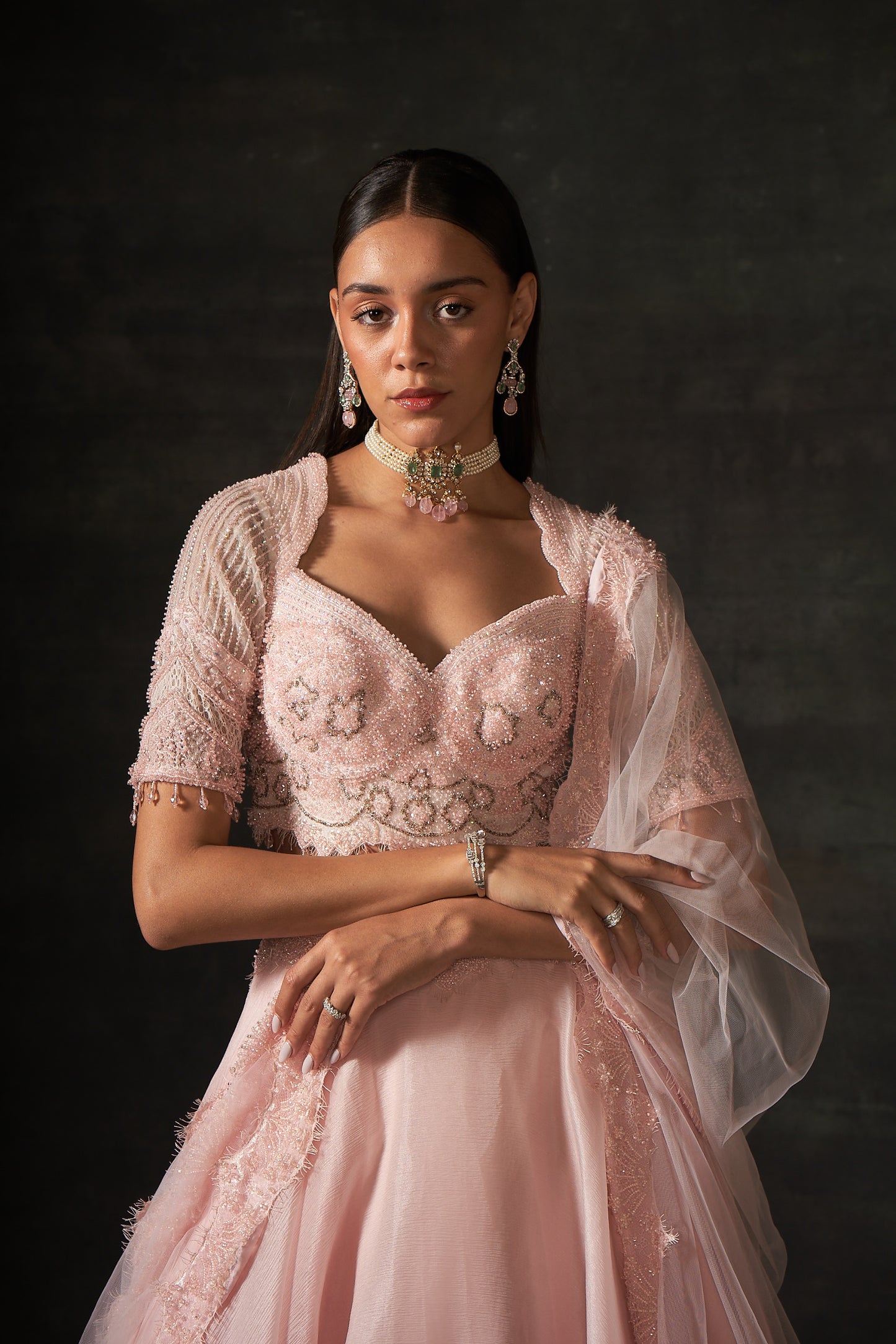 PINK EMBROIDERED LEHENGA SET
