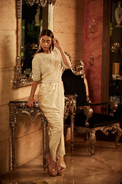 IVORY SAREE SET