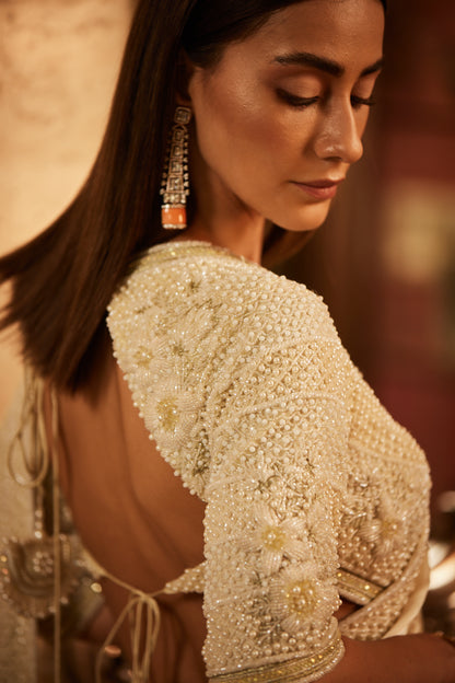 IVORY SAREE SET