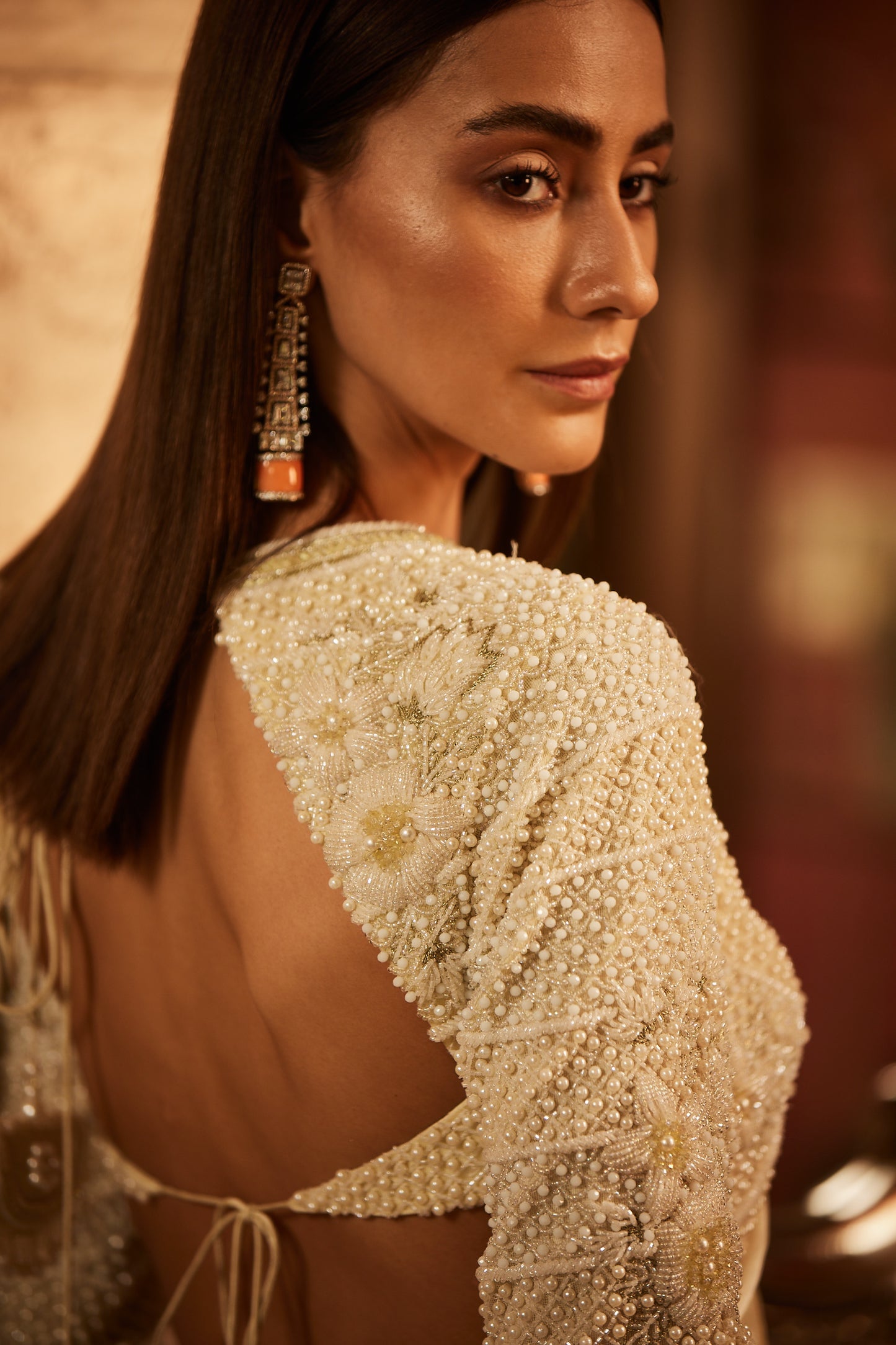 IVORY SAREE SET