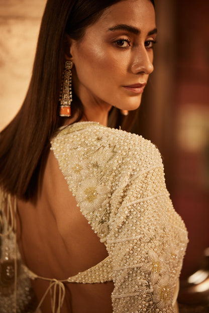 IVORY SAREE SET