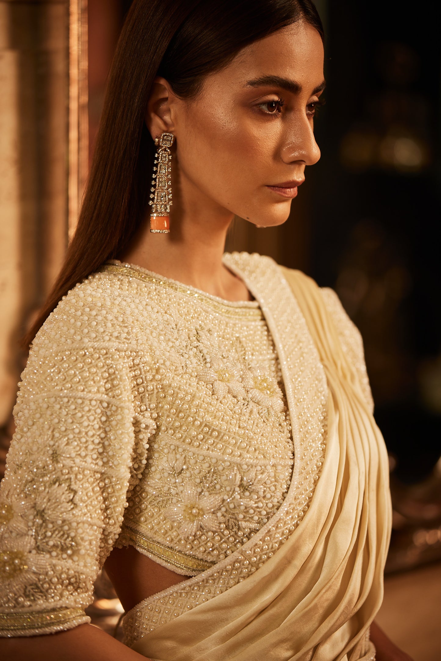 IVORY SAREE SET
