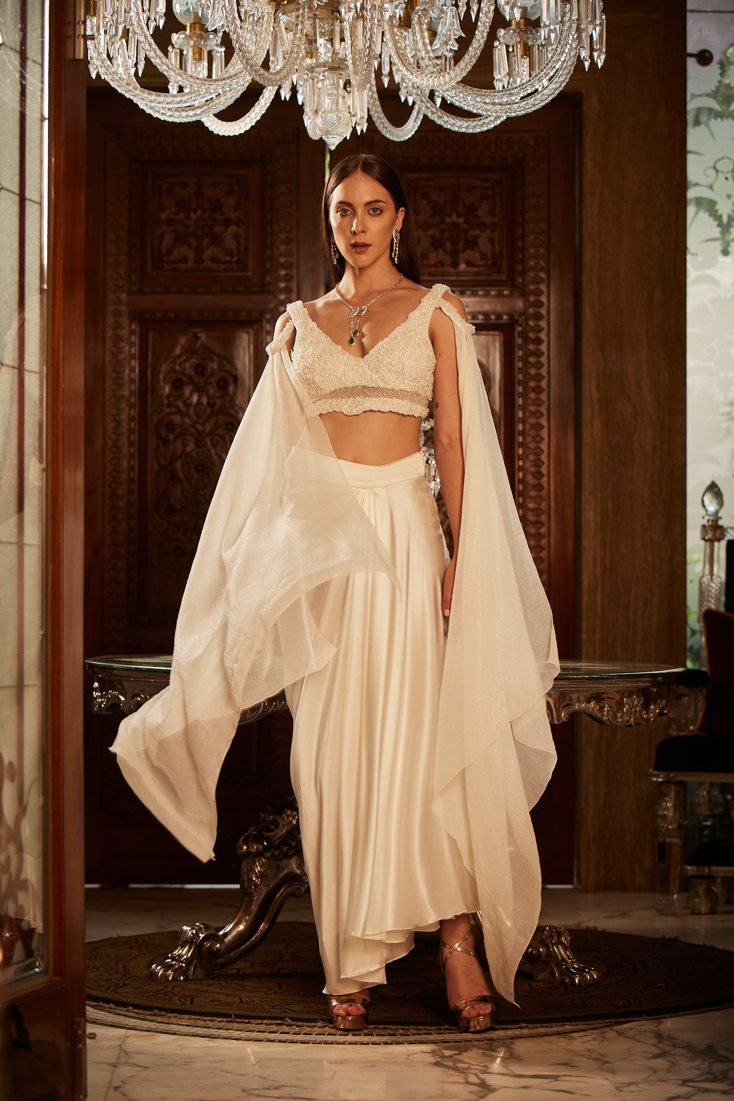 IVORY BLOUSE AND SKIRT SET