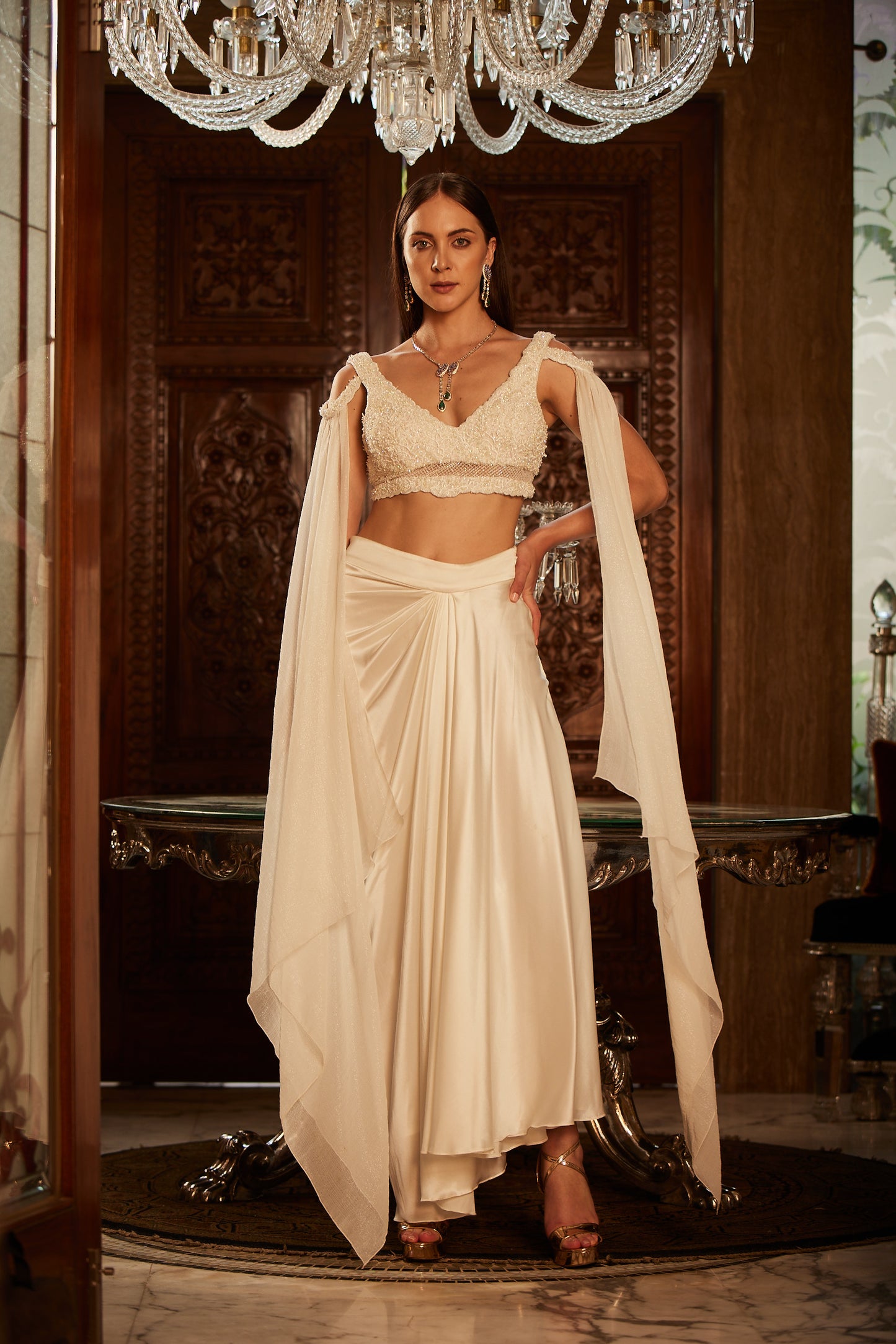 IVORY BLOUSE AND SKIRT SET