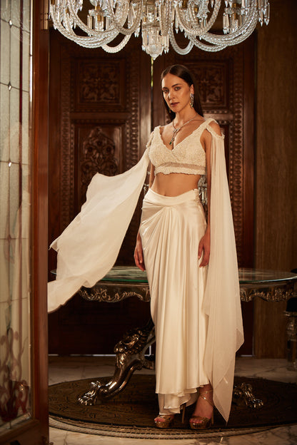 IVORY BLOUSE AND SKIRT SET