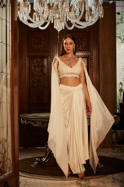 IVORY BLOUSE AND SKIRT SET