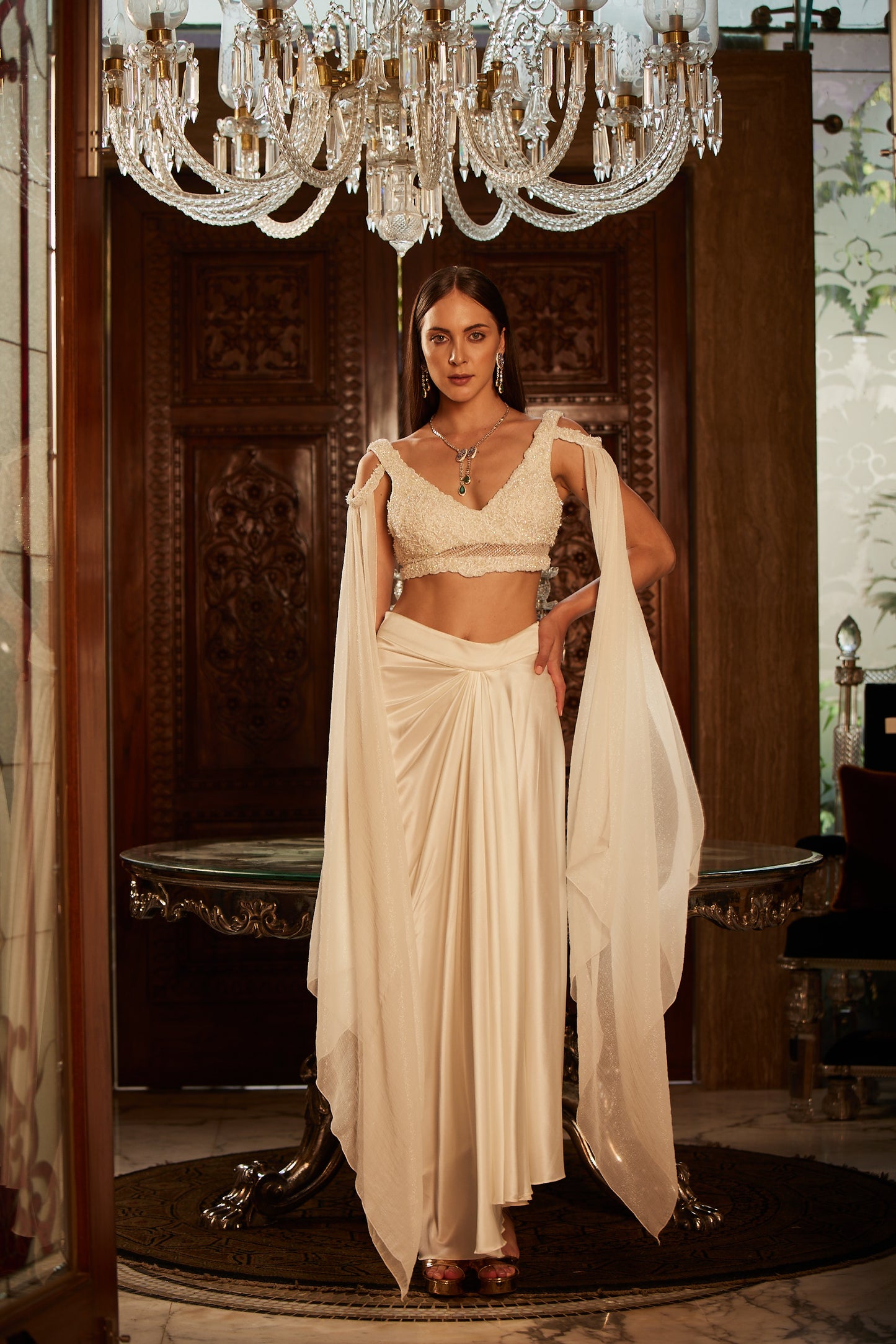 IVORY BLOUSE AND SKIRT SET