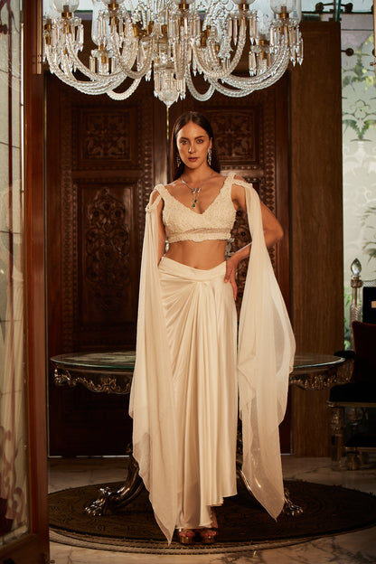 IVORY BLOUSE AND SKIRT SET