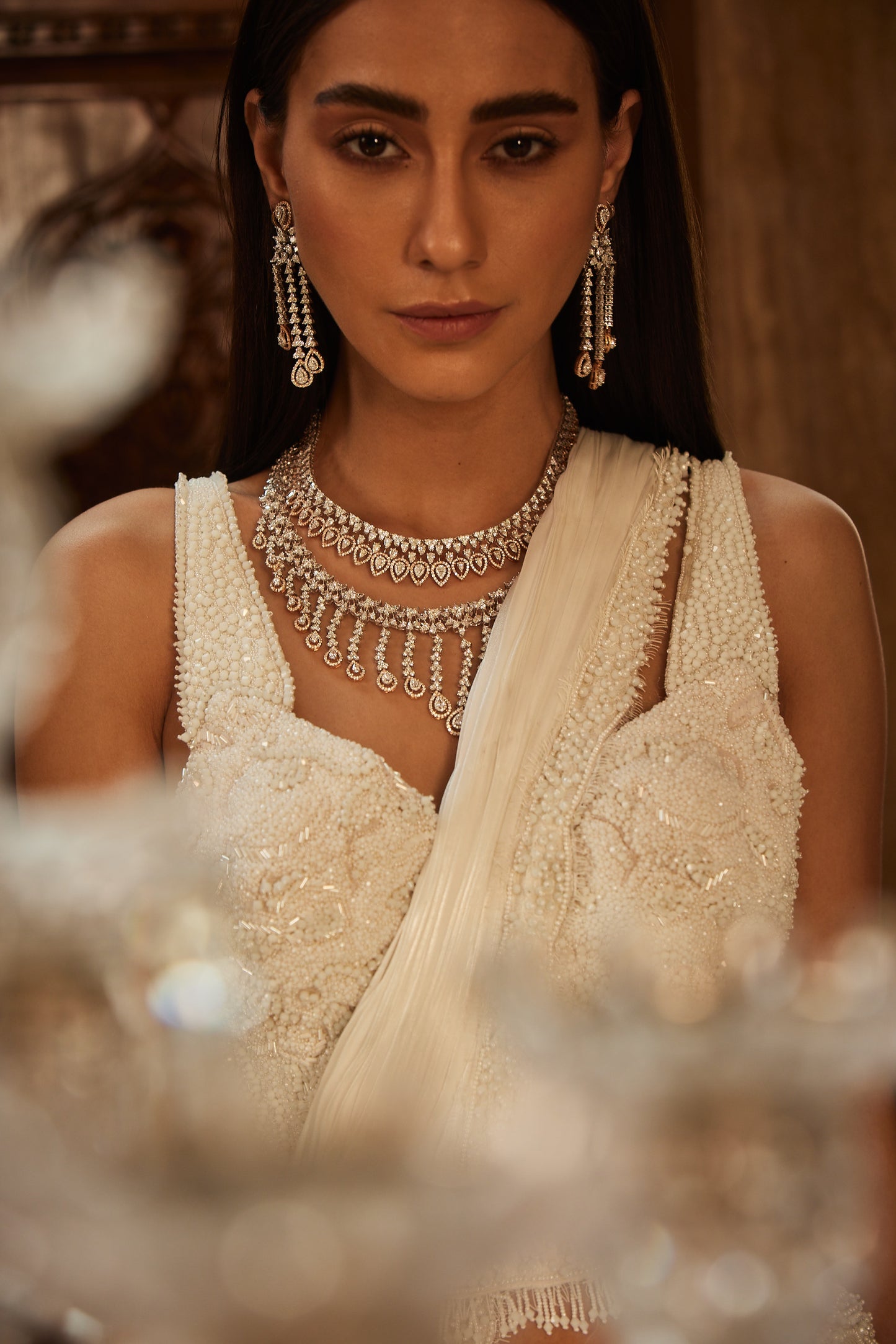 IVORY SAREE SET