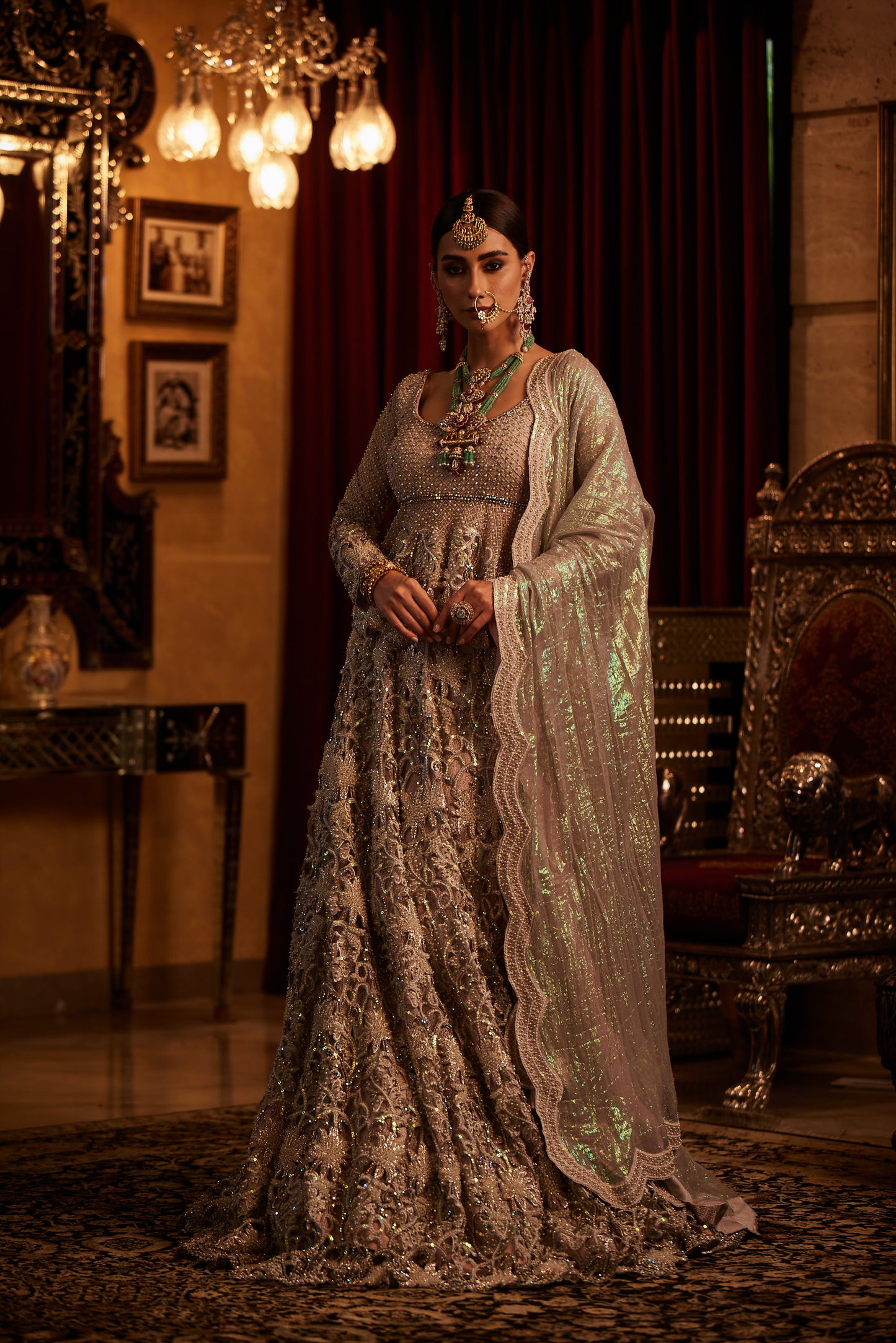 Silver Lace Bridal Lehenga