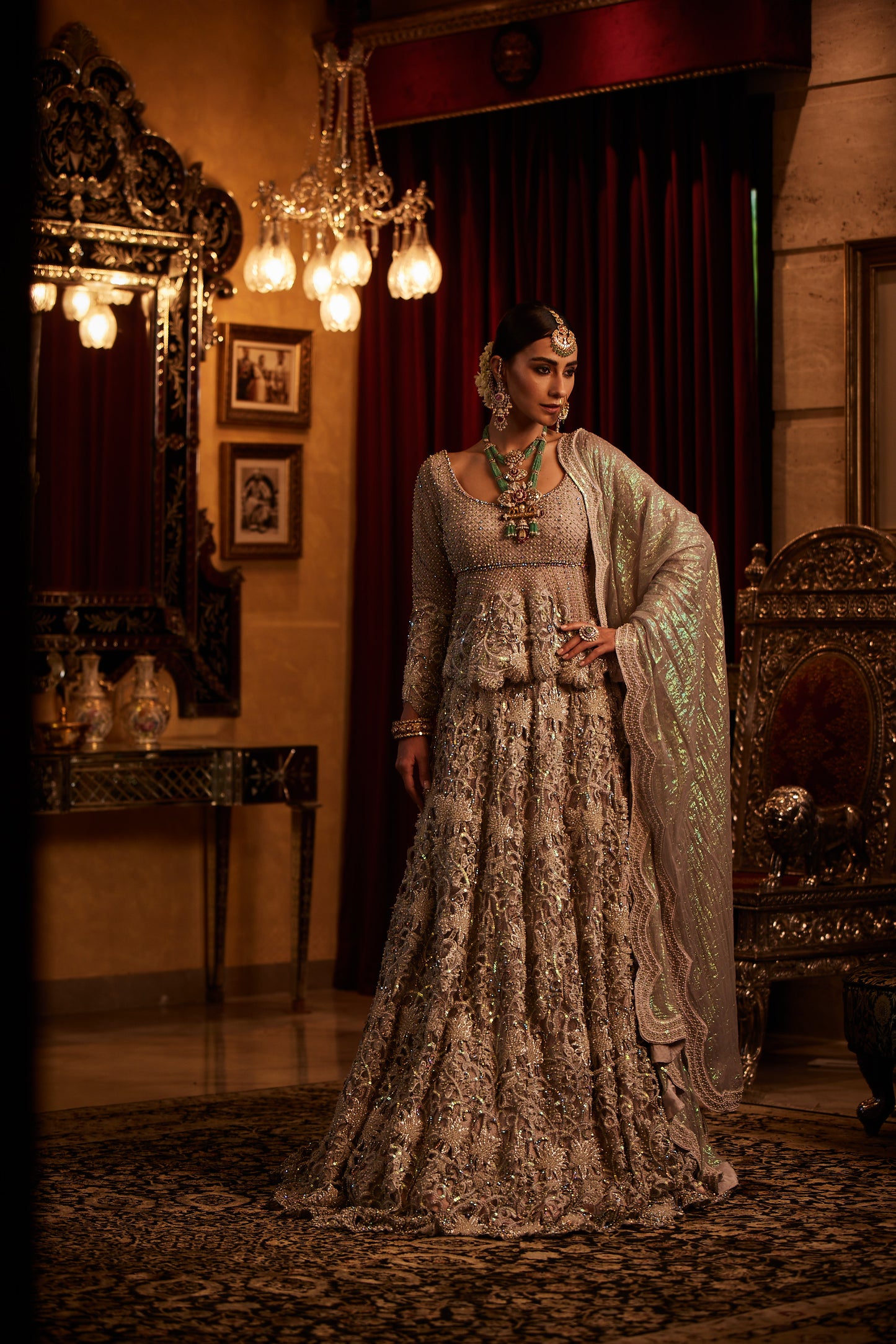 Silver Lace Bridal Lehenga