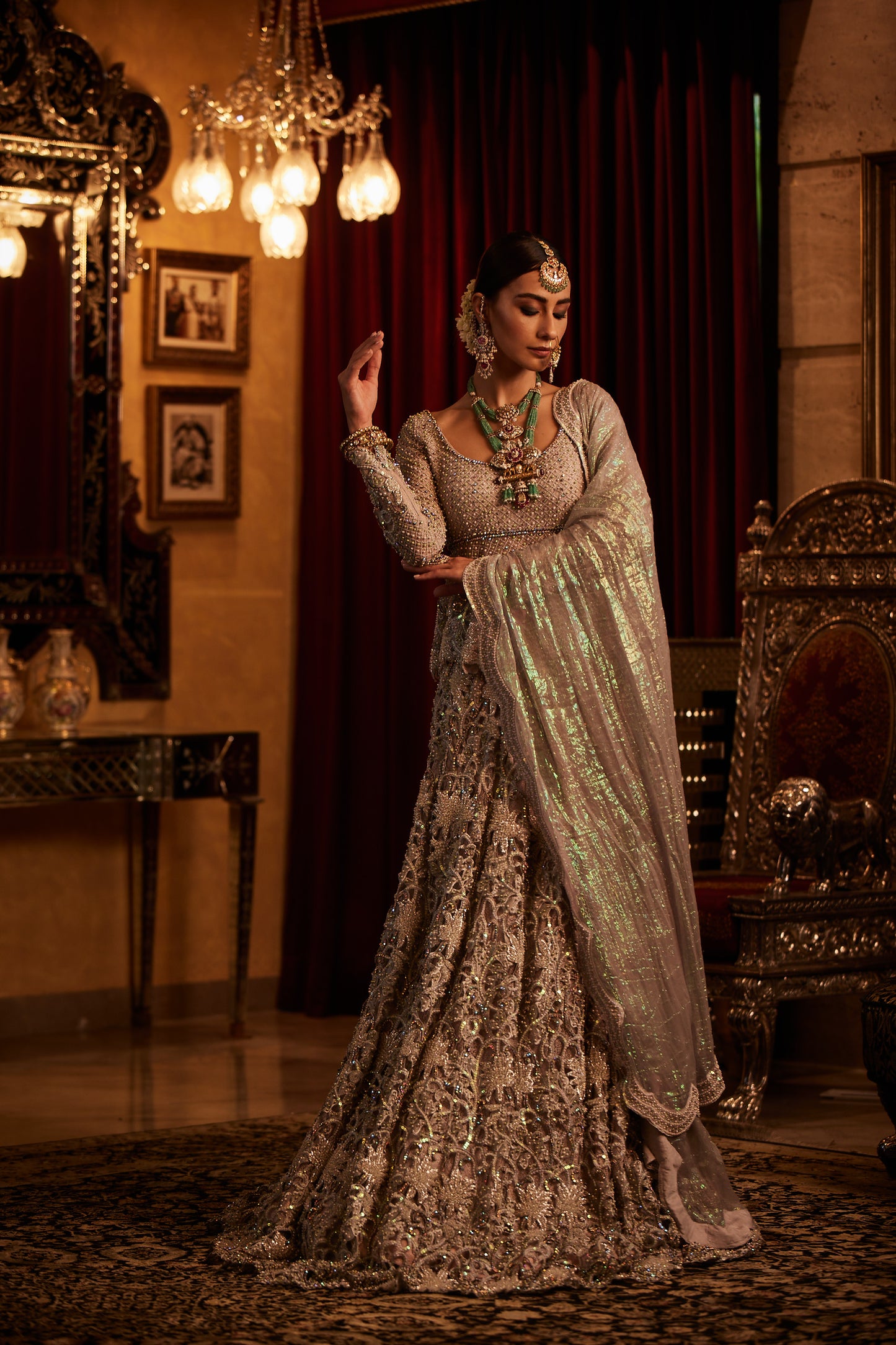 Silver Lace Bridal Lehenga