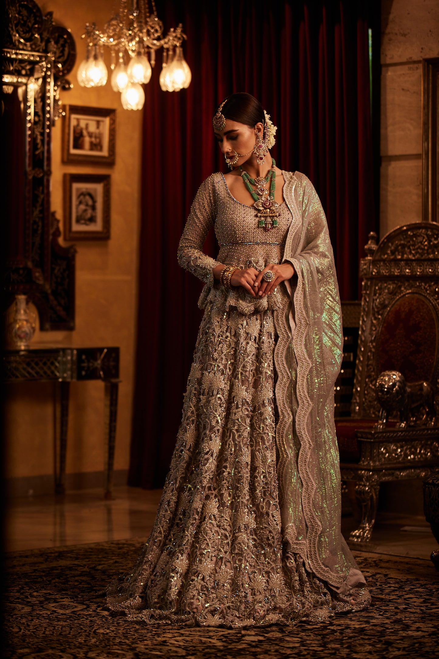 Silver Lace Bridal Lehenga